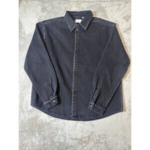 Men’s RTA Denim Snap Up Shirt Black 100%Cotton Made In USA Size Large